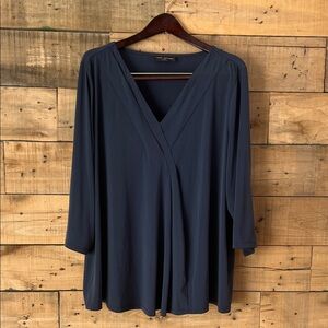 Lane Bryant Navy V-Neck Blouse